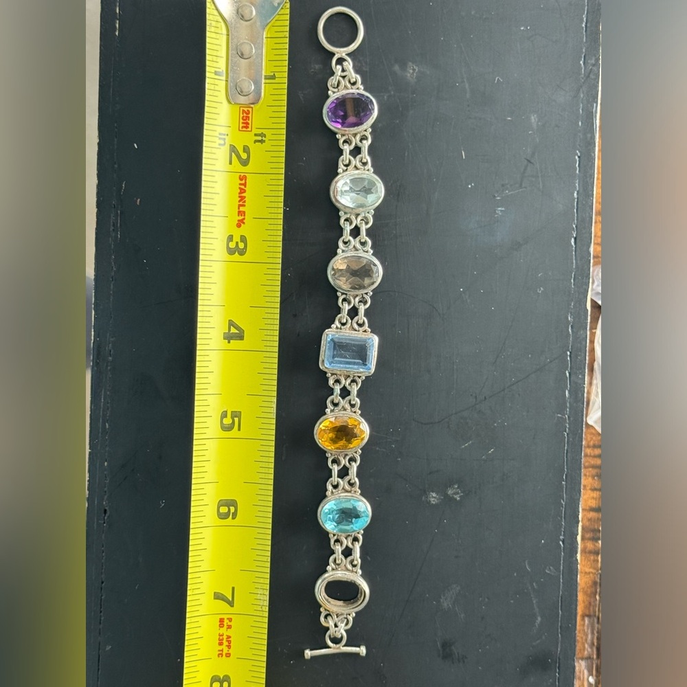 Multi-Stone Sterling Silver Bracelet